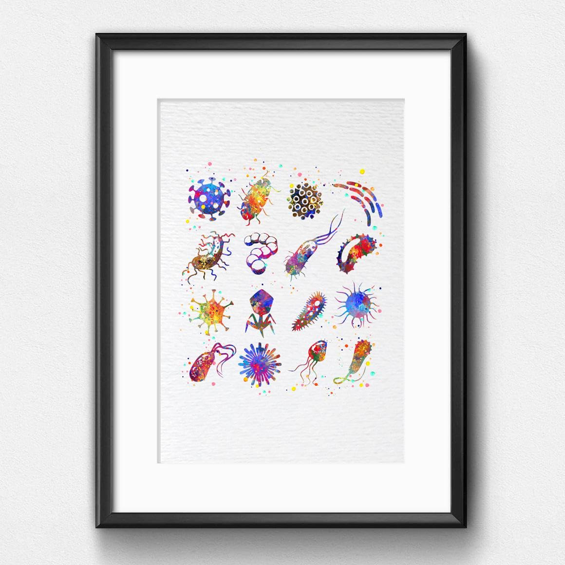 Dignovel Studios 8X10 Unframed Bacteria Watercolor Art Print Biology Medical Art Microbiology Virus Art Abstract Bacteriophage Science Home Office Wall Decor Poster DN675