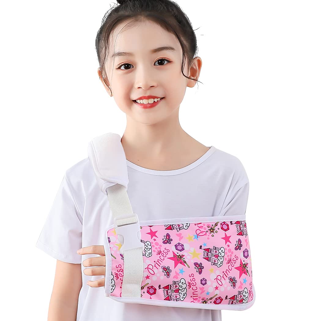 Ledhlth Princess Kids Arm Sling for Girls Shoulder Injury Pink Cute Toddler Shoulder Sling for Broken Arm Padiatric Elbow Wrist Sling for Torn Rotator Cuff (Kids S)