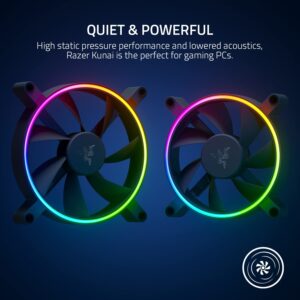 Razer Kunai Hydraulic 120MM aRGB PC Fan: Quiet, Powerful aRGB Fans - PWM Fan Controller Support & Connect Up to 8 Fans - Powered by Razer Chroma RGB - 3 Fans