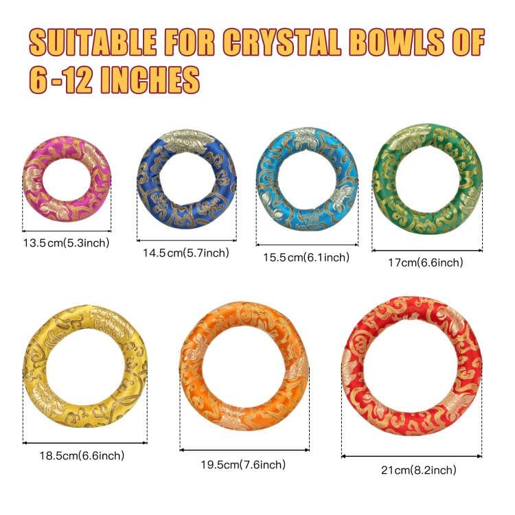 Seven pcs Cloth O-ring Playing 6-12" 8-14" Crystal Singing Bowl (6-12inch)