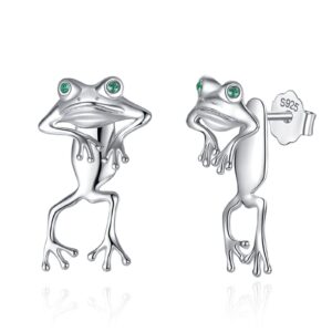 infuseu two way frog stud earrings sterling silver for young women teen cute funny animal dangling jewelry gifts daughter granddaughter