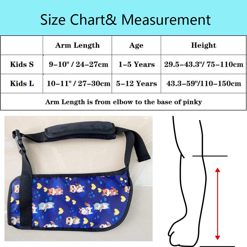 Ledhlth Cat Kids Arm Sling for Girls Blue Cute Toddler Shoulder Sling for Shoulder Injury Children Elbow Sling for Shoulder Surgery Padiatric Wrist Sling for Arm Broken (Kids S)