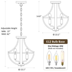 WOAEKR 13.1" Modern Farmhouse Hanging Pendant Lighting, 4-Light Rustic Interior Flush Mount Ceiling Light Fixture, Vintage Chandelier for Hallway Foyer Dining Room Entryway Kitchen Island Bedroom