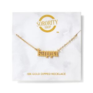 Sorority Shop Kappa Kappa Gamma Necklace — KKG Old English Font Design, 18K Gold Plated, Kappa Kappa Gamma Gifts for Women