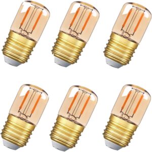 ldchiuen mini t28 e26 1w led night lights small low watt vintage 10w equivalent light bulb ultra white warm 2200k decorative lights amber, 6pack