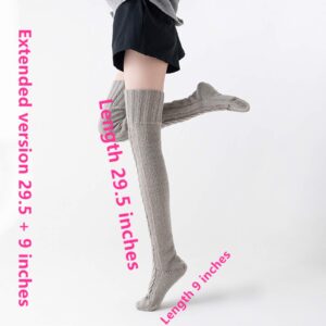 VETHIN Women's Cable Knit Thigh High Socks Over Knee High Long Leg Stockings Extra Long Winter Long Boot Leg Warmers