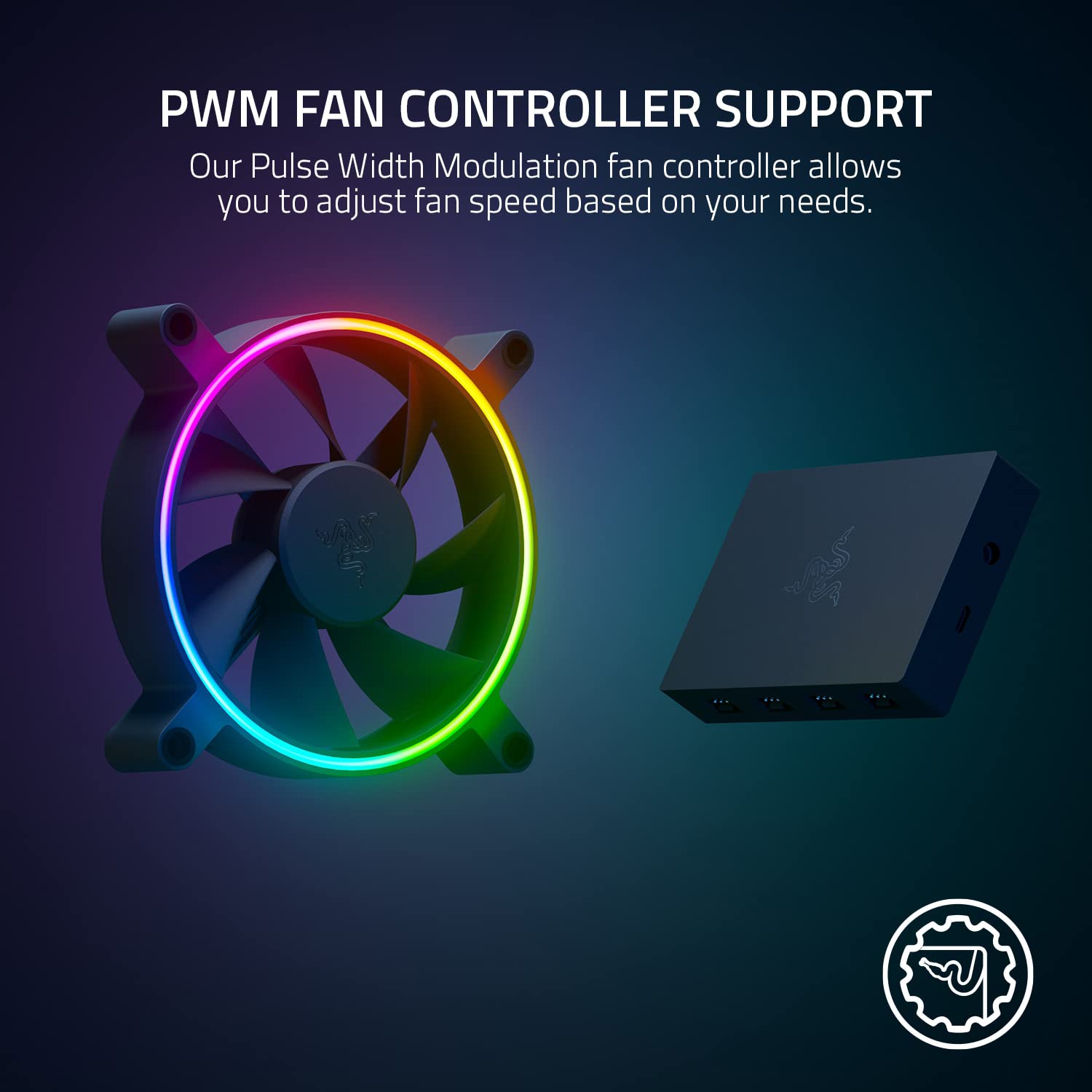 Razer Kunai Hydraulic 120MM aRGB PC Fan: Quiet, Powerful aRGB Fans - PWM Fan Controller Support & Connect Up to 8 Fans - Powered by Razer Chroma RGB - 3 Fans