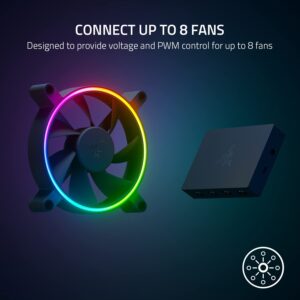 Razer PWM PC Fan Controller: Connects Up to 8 Fans - Custom Fan Curve Profiles - Convenient Fan Monitoring - Thin Profile