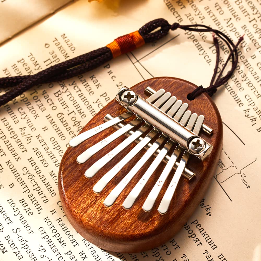 Custom 8 Key Mini Kalimba Thumb Piano with Your Name & Text, Portable Easy to Learn Marimba Handmade Musical Instrument Finger Piano Personalized Gifts for Beginners