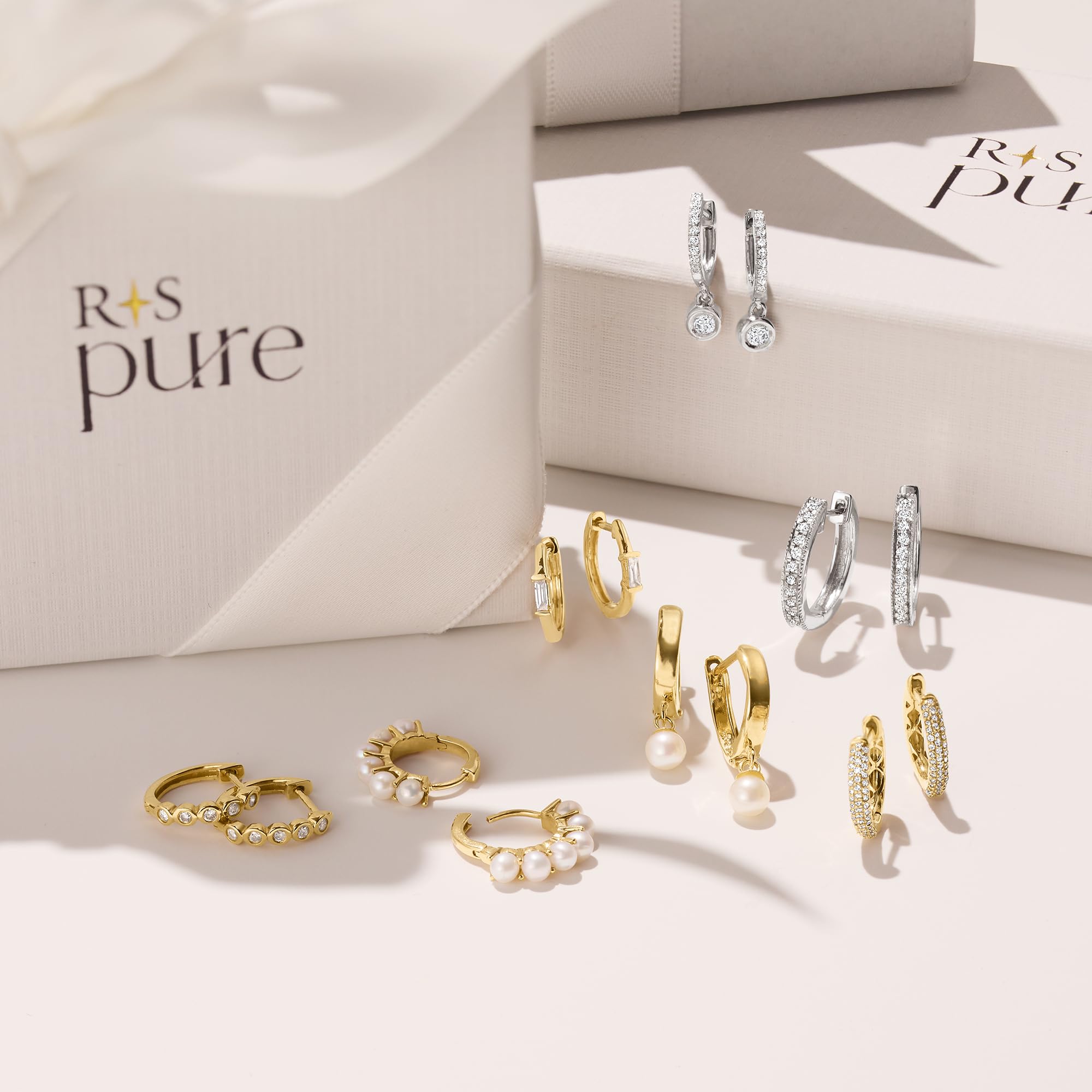 RS Pure by Ross-Simons Baguette Diamond-Accented Huggie Hoop Earrings in 14kt Yellow Gold