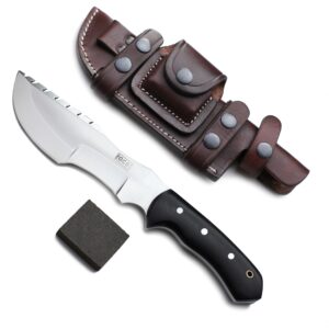 gcs handmade micarta handle d2 tool steel tactical hunting knife with leather sheath full tang blade designed for hunting & edc gcs 315