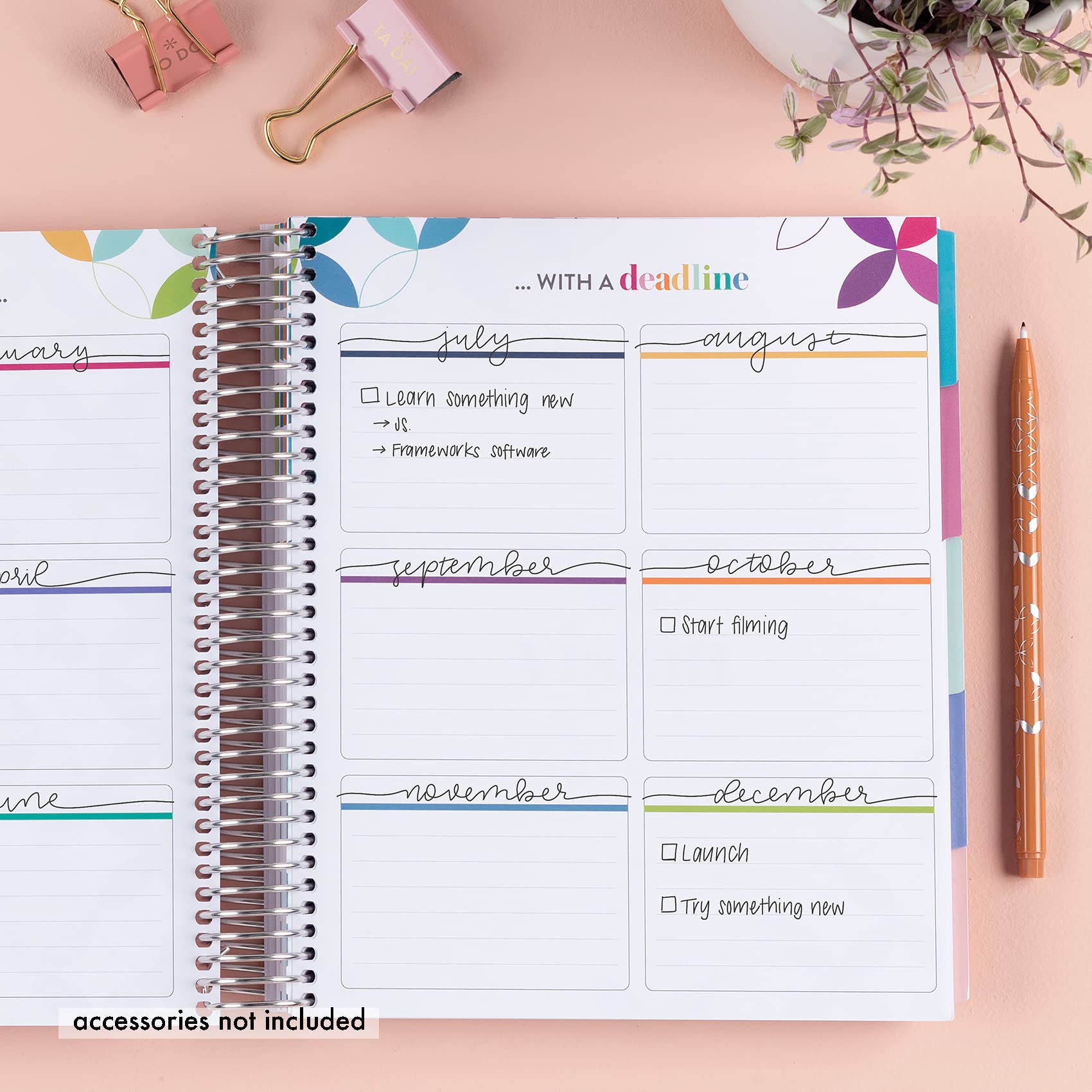 7" x 9" 12 Month Undated Spiral Bound Life Planner - Signature Layers Cover + Layers Interior Pages. Undated Vertical Weekly and Monthly Agenda by Erin Condren.