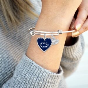 Penn State Nittany Lions Amara Crystal Heart Silver Bangle Bracelet Jewelry Gift PSU