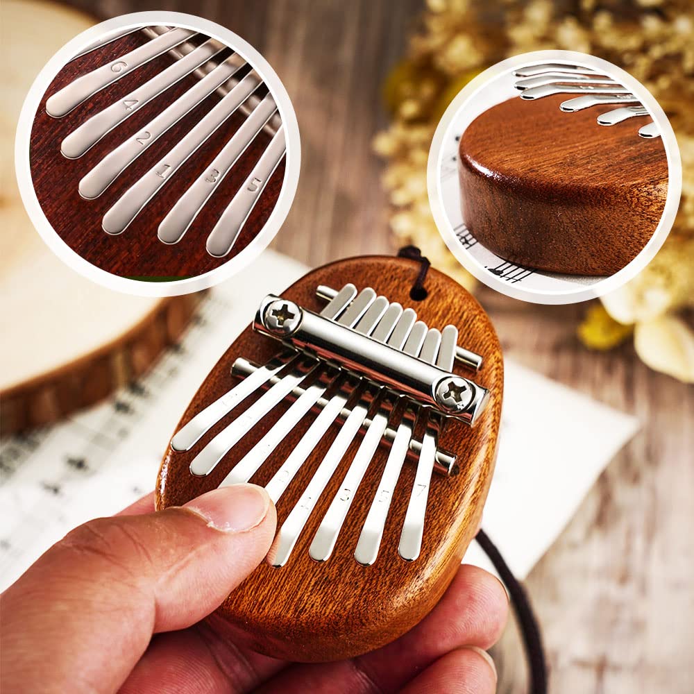 Custom 8 Key Mini Kalimba Thumb Piano with Your Name & Text, Portable Easy to Learn Marimba Handmade Musical Instrument Finger Piano Personalized Gifts for Beginners