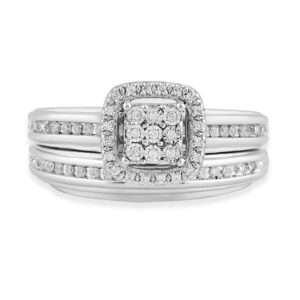 Jewelili Sterling Silver 1/5 Cttw Natural White Round Diamond Ring