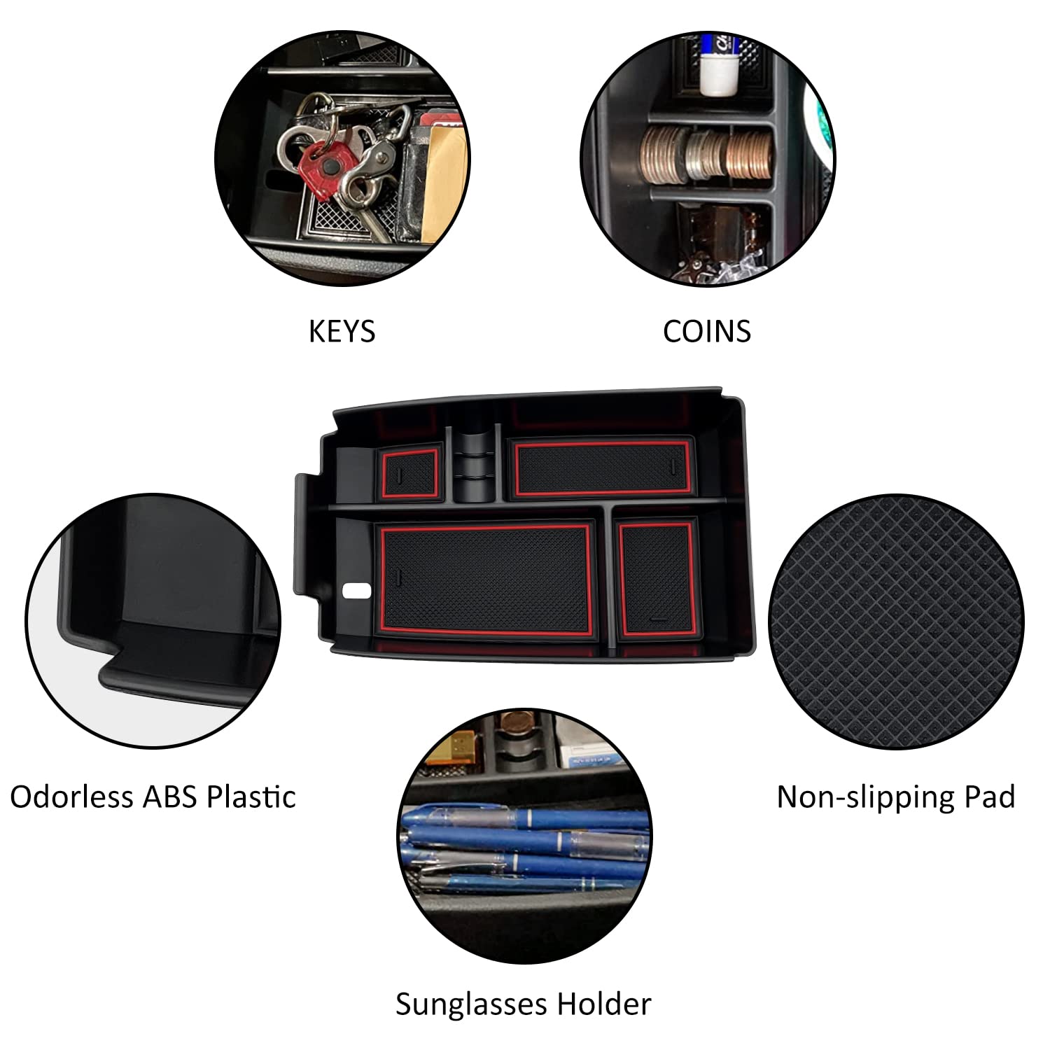 JOJOMARK Compatible with Ford Escape 2020 2021 2022 2023 2024 /Bronco Sport 2021-2023 2024 Accessories Center Console Tray Organizer, Armrest Secondary Storage Box