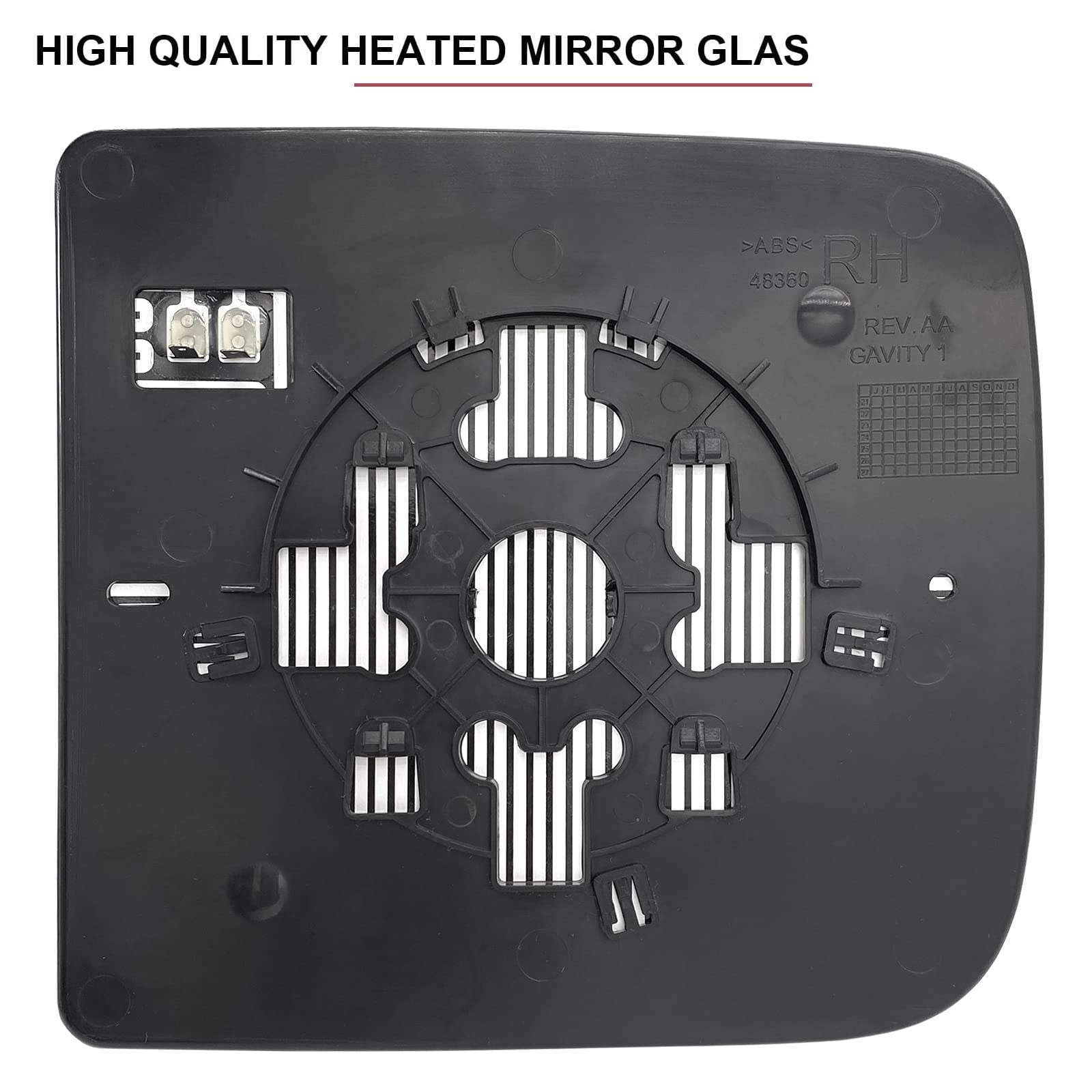 Passenger Right Side Tow Mirror Glass Replacement for 2009-2020 Dodge Ram 1500 2500 3500 4500 5500 Towing Mirrors - Side View Heated Convex Mirror Glass with Rear Holder, Replace 68067726AA