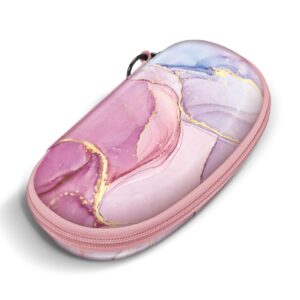 Fintie Sunglasses Case with Carabiner, Hard Shell Shockproof Sport Glasses Case Travel Zipper Eyeglasses Case, Glittering Marble