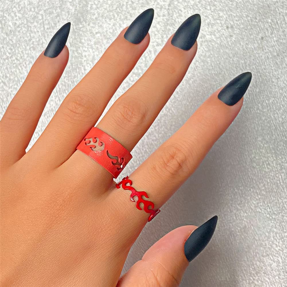 Flame Rings Geometric Hollow Flame Open Ring Matching Flame 2YK Hip Hop Rings for Women Men Couple Rings Friendship Jewelry