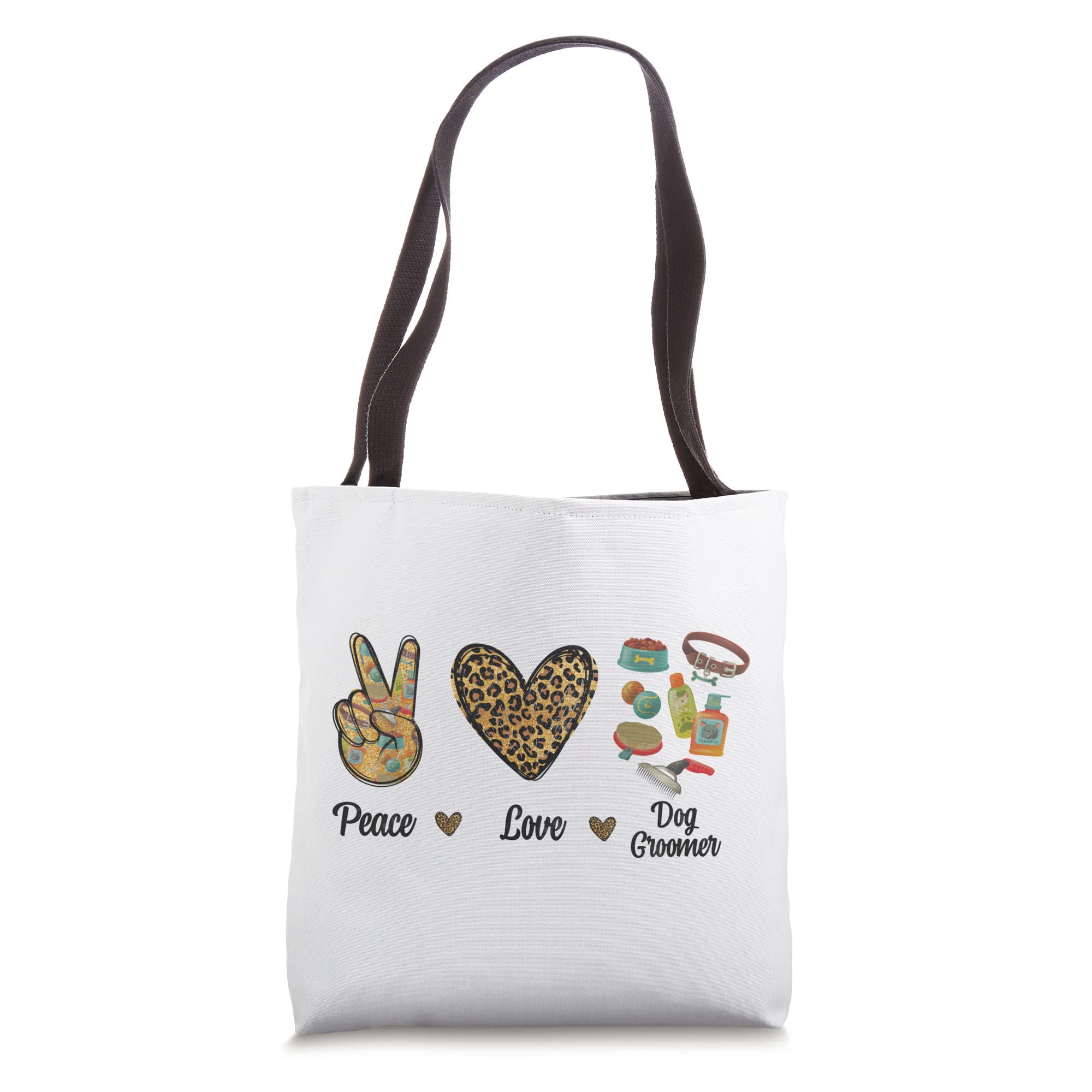 Peace Love Dog Groomer Grooming Puppies Pet Leopard Men Tote Bag