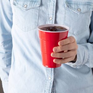 Supellectilem Red Plastic Disposable Cups - 18 Oz., 240 Ct. | Heavy Duty Large Party Cold Drink Plastic Cups Disposable