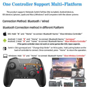 Bluetooth Controller for Switch/Mac/PC/Steam/Mobile Phone/iOS/Android//TV/iPad/Table/Apple Arcade MFi Games, switch pro controller wireless with Adjustable Dual Motion,Turbo,Macros,6-Axis,Wake Up for Black Myth: Wukong