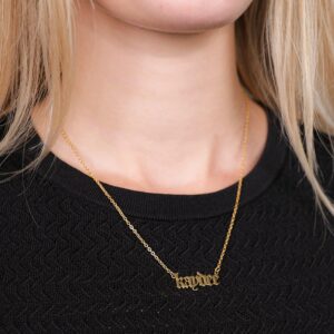 Sorority Shop Delta Delta Delta Necklace — DDD Old English Font Design, 18K Gold Plated, Tri Delta Gifts for Women