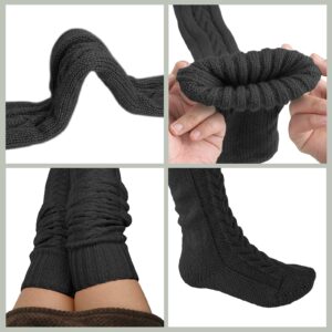 VETHIN Women's Cable Knit Thigh High Socks Over Knee High Long Leg Stockings Extra Long Winter Long Boot Leg Warmers