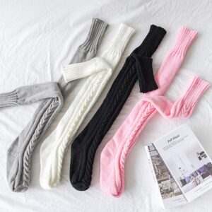 VETHIN Women's Cable Knit Thigh High Socks Over Knee High Long Leg Stockings Extra Long Winter Long Boot Leg Warmers