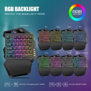 RedThunder Wireless One-Handed Gaming Keyboard, 2.4Ghz RGB Backlit Mini Gaming Keypad, Rechargeable 2000mAh Battery for PC Gamer