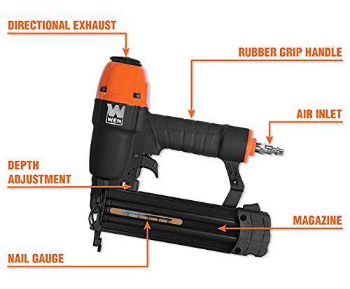 WEN 61723K 18-Gauge 3/8-Inch to 2-Inch Brad Nailer with Carrying Case and 2000 Nails