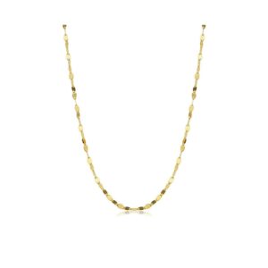 10k solid gold mirror chain necklace, 1.8mm dainty yellow gold italian mirror link chain necklace jewelry gift for women 20" (20 inches)