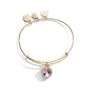 Alex and Ani Birthstones Expandable Bangle for Women, October, Pink Rose Crystal, Shiny Gold Finish, 2 to 3.5 in