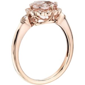 Jewelrygift 14K Rose Gold Plated Halo Ring CZ Morganite Faceted Gtone Unique Design Wedding Engagement Jewelry Vintage Style to Any Outfit for Women Ring US Size:9.5