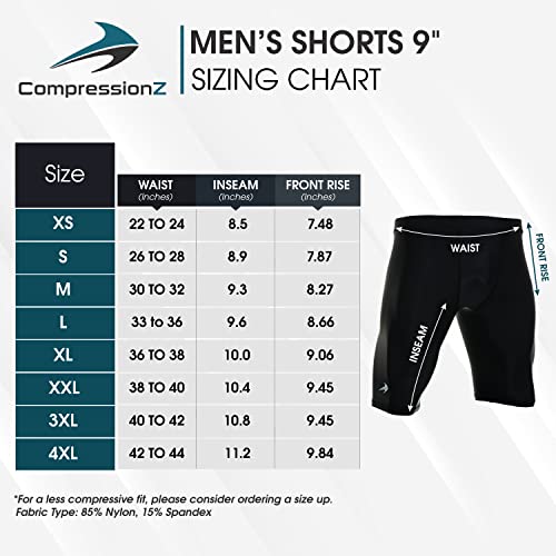 CompressionZ Compression Shorts Men - Compression Underwear for Sports - Long Workout, Athletic, Biking, Running Mens Spandex