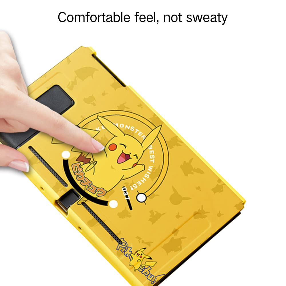 PERFECTSIGHT Protective Case Compatible with Nintendo Switch | Cute Pikachu | Anti-Scratch Shockproof Slim Cover Case for NS Switch and Joy-Con, Hard Shell Dockable Case