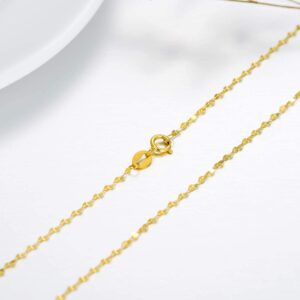 10K Solid Gold Mirror Chain Necklace, 1.8MM Dainty Yellow Gold Italian Mirror Link Chain Necklace Jewelry Gift for Women 20" (20 Inches)