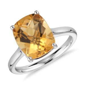 Jewelrygift 925 Sterling-Silver Cocktail Ring Natural-Citrine Faceted Chakra Healing Gtone Luxury Statement Perfect for Daily Wear for Men and Women Ring US Size:8