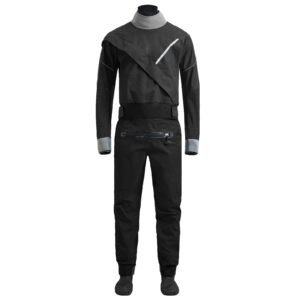 kayak drysuit for men in cold water,kayaking euipment,paddling,snorkeling,waterproof,front zip,black (black, m)