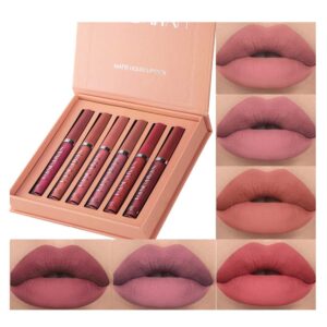 venicare 6pcs matte liquid lipstick makeup set, matte liquid long-lasting wear non-stick cup not fade waterproof lip gloss (set b)