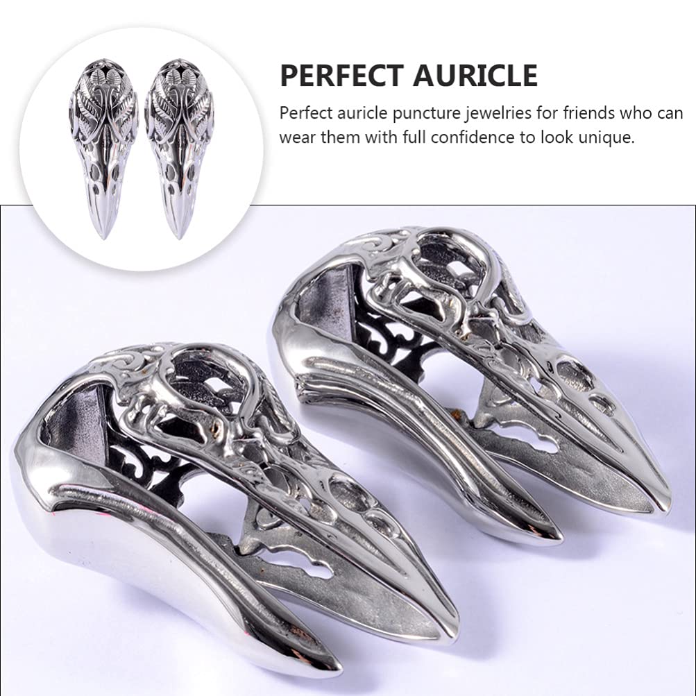 2PCS 9/16 14mm Ear Hangers for Stretched Ears Bird Stainless Steel Ear Weights Expander Gauge Earrings for Body Piercing Jewelry Upgrade Plugs,Sliver,Steel Color,6.7x3.69cm