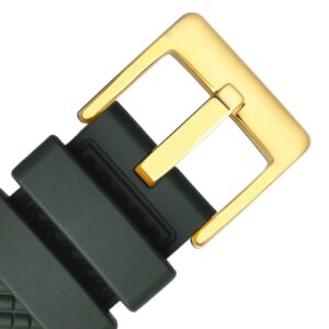 BISONSTRAP 20mm Watch Bands for Men, High Performance Fluororubber Rubber Watch Strap with Quick Release, (Dark Green, Gold Buckle)