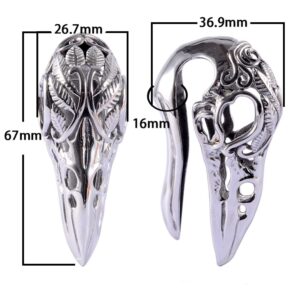 2PCS 9/16 14mm Ear Hangers for Stretched Ears Bird Stainless Steel Ear Weights Expander Gauge Earrings for Body Piercing Jewelry Upgrade Plugs,Sliver,Steel Color,6.7x3.69cm