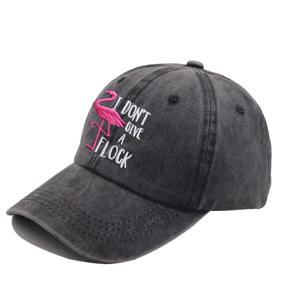 Funny Flamingo Hat, I Don't Give A Flock Baseball Cap Adjustable Embroidered Dad Denim Gifts for Men and Women