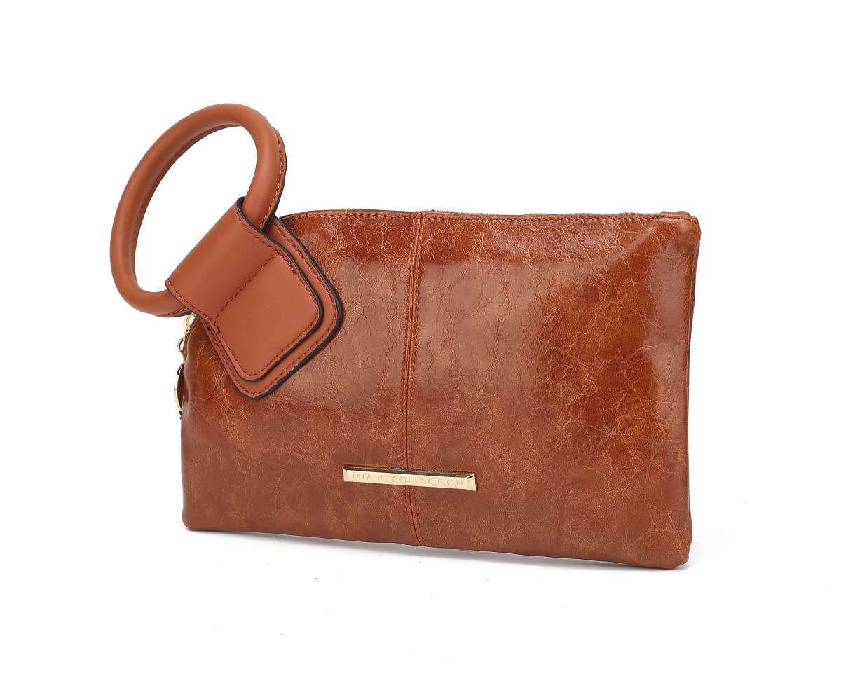 MKF Collection by Mia K. MKF-WOS101COG Simone Clutch & Wristlet, Cognac Brown