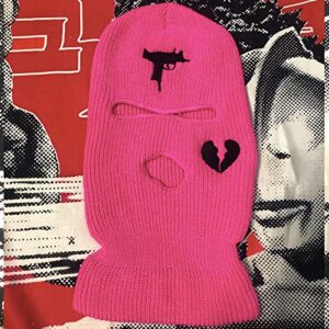 FASHIXD 3 Hole UZI Balaclava Knitted Full Face Cover Ski Mask Winter Windproof Neck Warmer Thermal Cycling for Men Women (Rose red)