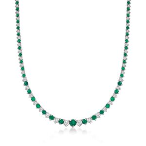 Ross-Simons Gemstone and 1.50 ct. t.w. Diamond Tennis Necklace in Sterling Silver