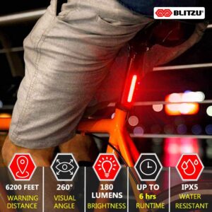 BLITZU Cyborg 168H Bike Headlight and 168T 120T Bicycle Taillight Bundle. Bike Lights Front and Back for Night Riding. Best Bike Accessories for Adult Bikes.