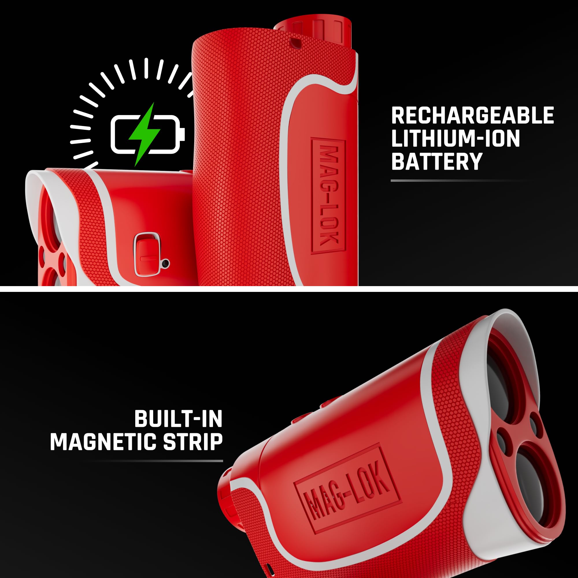 Harry Taylor Red Series Laser Rangefinder - 1000 Yard Range | Clearview 7X LCD | 'Flag-Lok' Vibration | Slope ON/Off | 'Mag-Lok' Magnetic Mount | Rechargeable - Red Edition