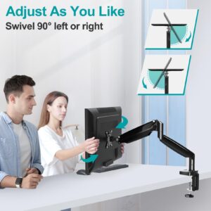 MOUNT PRO Single Monitor Mount Stand fits 22-35 inch/26.4lbs Ultrawide Computer Screen, Long Monitor Arm with Height/Tilt/Swivel/Rotation Adjustable, Premium Gas Spring Monitor Desk Mount, VESA Mount